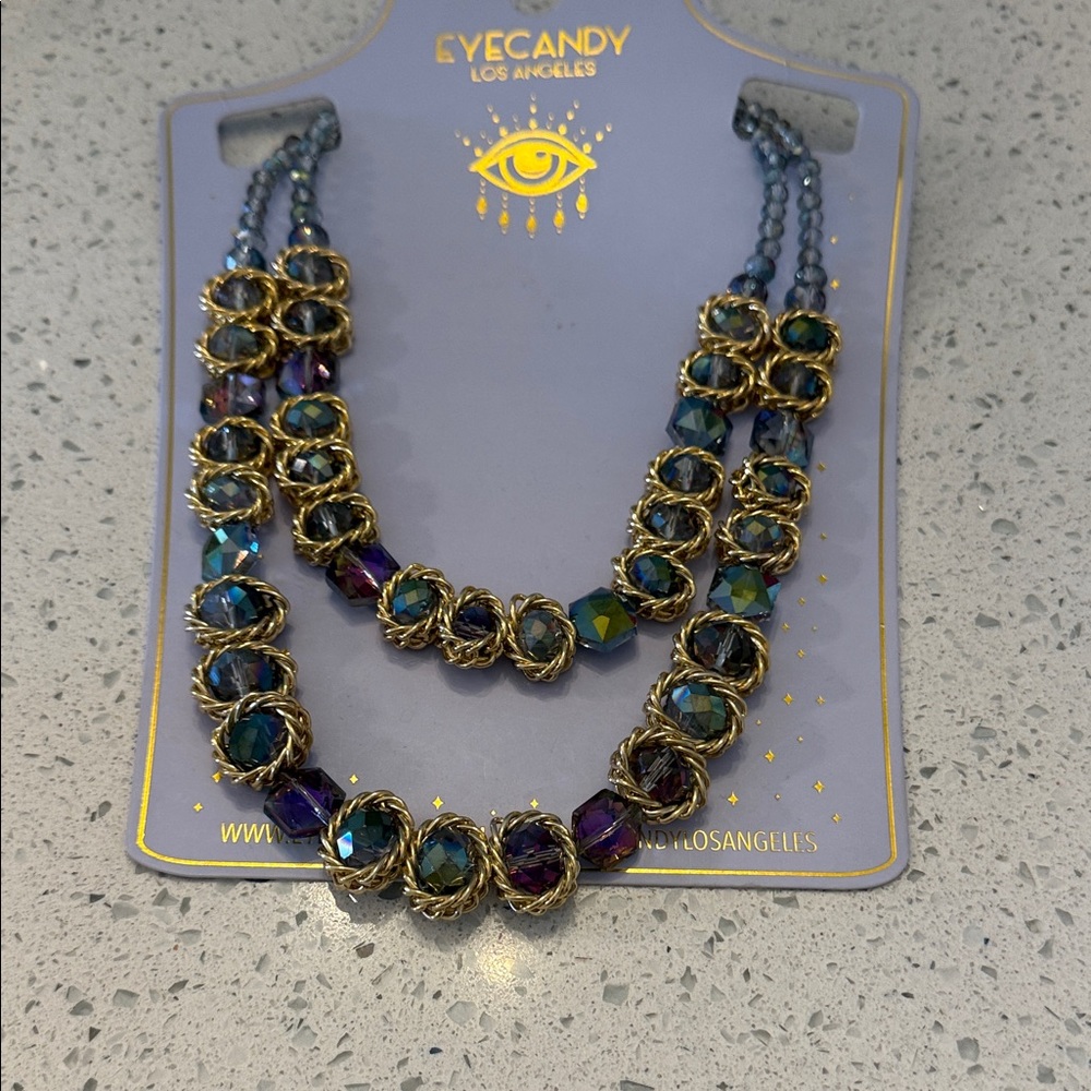 Eye Candy Gold and Purple Necklace